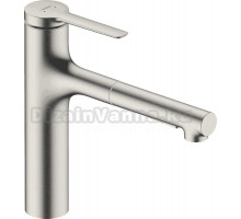 Комплект Смеситель Hansgrohe Zesis M33 74801800, сталь + Фартук, черный