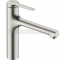 Комплект Смеситель Hansgrohe Zesis M33 74804800, механизм sBox lite, сталь + Фартук, черный