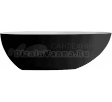 Акриловая ванна Abber AB9211MB 170x80 см, отдельностоящая, черная матовая, овальная, с каркасом, со сливом-переливом