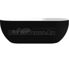 Акриловая ванна Abber AB9241MB 170x80 см, отдельностоящая, черная матовая, овальная, с каркасом, со сливом-переливом