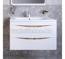 Тумба под раковину без столешницы IDDIS Cloud 80 подвесная, белая, золотистый дуб