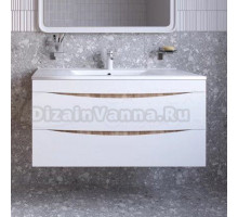 Тумба под раковину без столешницы IDDIS Cloud 100 подвесная, белая, золотистый дуб