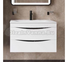 Тумба под раковину без столешницы IDDIS Cloud 80 подвесная, белая, черный мрамор