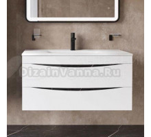 Тумба под раковину без столешницы IDDIS Cloud 100 подвесная, белая, черный мрамор