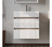 Тумба под раковину без столешницы IDDIS Zodiac 60 подвесная, с ящиками, белая, ясень-шимо