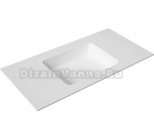 Мебельная раковина KUPÁLA 101 накладная, матовая белая, без отверстий, прямоугольная, искусственный камень