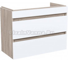 Тумба под раковину без столешницы IDDIS Zodiac 80 подвесная, с ящиками, белая, ясень-шимо