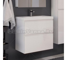 Тумба под раковину без столешницы Lemark Veon 60 белая глянцевая, 2 ящика