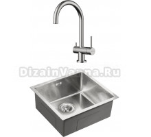 Комплект Мойка Paulmark Gerberg PM254844-BS, брашированная нержавеющая сталь + Смеситель Omoikiri Yamada BN, нержавеющая сталь