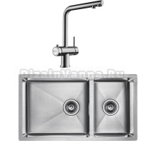 Комплект Мойка Paulmark Gerberg PM227844-BS, брашированная нержавеющая сталь + Смеситель Omoikiri Hotaru IN-WH, нержавеющая сталь