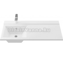 Раковина над стиральной машиной Цвет и Стиль Персона 110 L белая, прямоугольная, искусственный камень, со столешницей справа, с кронштейном