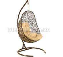 Садовое кресло BiGarden Easy Brown коричневое, подушка бежевая