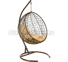 Садовое кресло BiGarden Kokos Brown коричневое, подушка бежевая