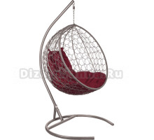 Садовое кресло BiGarden Kokos Gray серое, подушка бордовая
