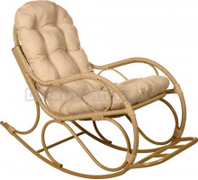 Садовое кресло-качалка BiGarden бамбук, подушка бежевая