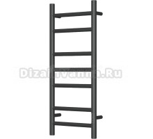 Полотенцесушитель электрический Bauedge Stil DB-0042 80x35 см, скрытое подключение справа, слева, матовый черный RAL9005, лесенка, из стали