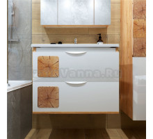 Тумба под раковину без столешницы Бриклаер Форест 80 дуб золотой, белый глянец