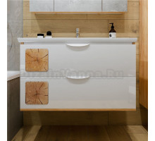 Тумба под раковину без столешницы Бриклаер Форест 100 дуб золотой, белый глянец