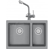 Комплект Мойка Emar Quartz EMQ-2665.PL + Смеситель 3003N.9 Алмаз