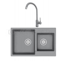 Комплект Мойка Emar Quartz EMQ-2800.Q + Смеситель 3004.9 Алмаз