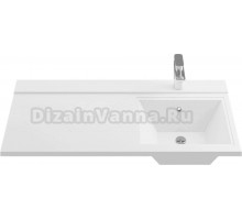 Раковина над стиральной машиной Цвет и Стиль Персона 110 R глянцевая белая, прямоугольная, искусственный камень, со столешницей справа, с кронштейном