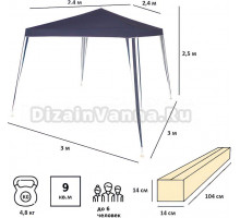 Садовый шатер Green Glade 1022 3x3x2,5 м синий