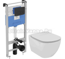 Комплект 2 в 1 Унитаз подвесной Ideal Standard Tesi T354601 + Инсталляция с кнопкой ProSys R0308A6 цвет матовый черный