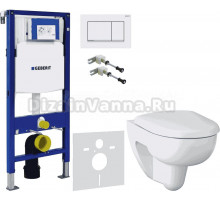 Комплект 5 в 1 Унитаз подвесной Geberit Renova 500.801.00.1 + Крепления Duofix 111.815.00.1 к стене + Звукоизоляция 156.050.00.1 + Инсталляция UP 320 111.300.00.5 (111.950.00.6) + Кнопка Sigma 30 115.883.JT.1 цвет матовый белый, глянцевый хром