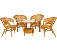 Комплект садовой мебели 5 в 1 TetChair Pelangi 02/15 (стол + 4 кресла), без подушек, ротанг, honey