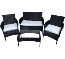 Комплект садовой мебели 4 в 1 Green Glade 71303 (стол+диван+2 кресла), прозрачное стекло, антрацит