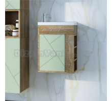 Тумба под раковину без столешницы Бриклаер Кристалл 40 фисташка, дуб гранж песочный