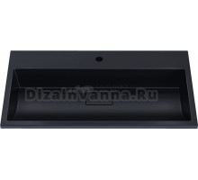 Мебельная раковина Uperwood Barsa 70 накладная, черная, прямоугольная, литьевой мрамор