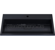 Мебельная раковина Uperwood Barsa 80 накладная, черная, прямоугольная, литьевой мрамор