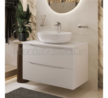Тумба с раковиной BOND Cube 80 подвесная, белая матовая, с раковиной Oval S01-500