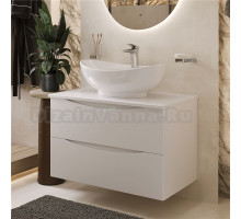 Тумба с раковиной BOND Cube 80 подвесная, белая матовая, с раковиной Oval S15-590