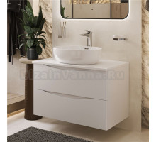 Тумба с раковиной BOND Cube 80 подвесная, белая матовая, с раковиной Oval S65-490