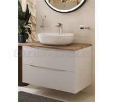 Тумба с раковиной BOND Cube 80 подвесная, белая, под дерево, с раковиной Oval S01-500