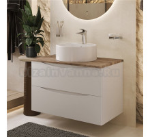 Тумба с раковиной BOND Cube 80 подвесная, белая, под дерево, с раковиной Circle S03-410