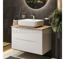 Тумба с раковиной BOND Cube 80 подвесная, белая, под дерево, с раковиной Cube S13-500