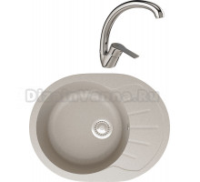 Комплект Мойка Domaci Болонья М-10-003, бежевая + Смеситель Равенна