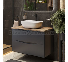 Тумба с раковиной BOND Cube 80 подвесная, серая, под дерево, с раковиной Cube S54-450