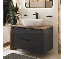 Тумба с раковиной BOND Cube 80 подвесная, серая, под дерево, с раковиной Cube S56-500