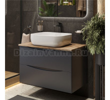 Тумба с раковиной BOND Cube 80 подвесная, серая, под дерево, с раковиной Cube S61-500