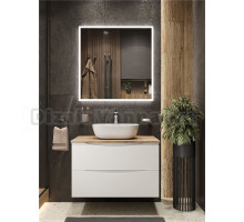 Мебель для ванной комнаты BOND Cube 80 подвесная, белая, под дерево, с раковиной Cube S54-450