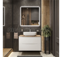 Мебель для ванной комнаты BOND Cube 80 подвесная, белая, под дерево, с раковиной Cube S54-500