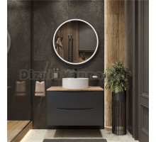 Мебель для ванной комнаты BOND Cube 80 подвесная, серая, под дерево, с раковиной Circle S03-410