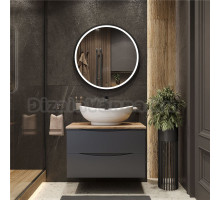 Мебель для ванной комнаты BOND Cube 80 подвесная, серая, под дерево, с раковиной Oval S15-590