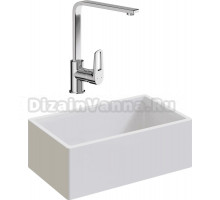 Комплект Мойка Domaci Сиена 50276-101, белый глянец + Смеситель STWORKI