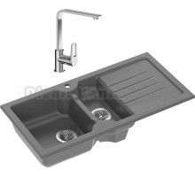 Комплект Мойка Domaci Сиена 54100-112, антрацит + Смеситель STWORKI