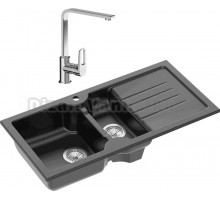 Комплект Мойка Domaci Сиена 54100-110, черная матовая + Смеситель STWORKI
